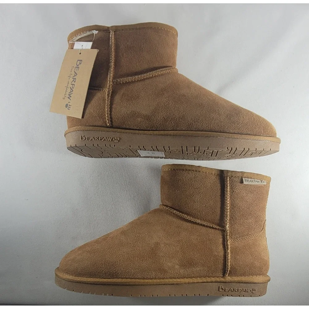 Bearpaw Shorty Women's Winter Boots In Demi Hickory Size 11 Medium Shearling
